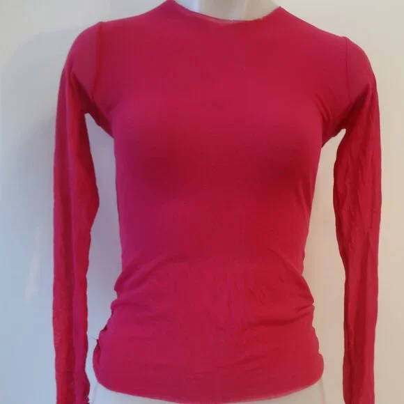 Womens Petit Pois Neon Pink Double Layer Mesh Long Sleeve Top XS - Picture 2 of 5